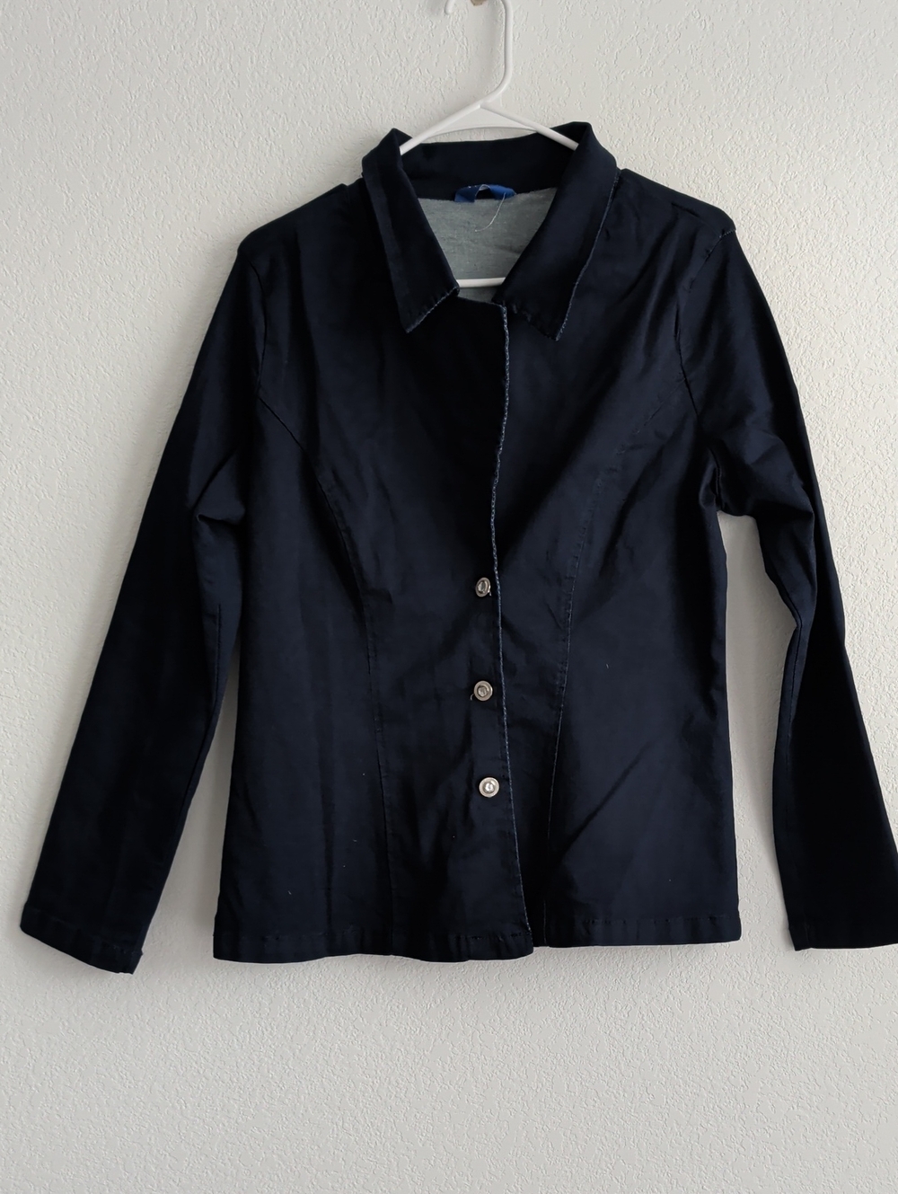 Classic Navy Women's Button-Front Blazer Jacket